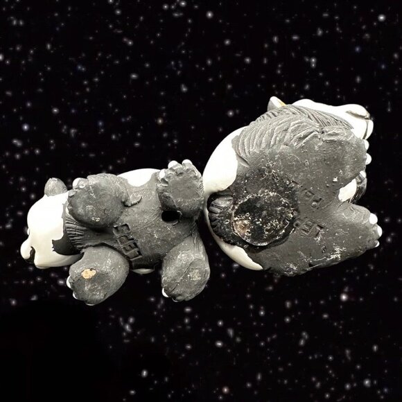 LEPS Peru Folk Art Pottery Panda w Cub Clay Handmade Figurine Marked 2 Set 2”T - Picture 6 of 6